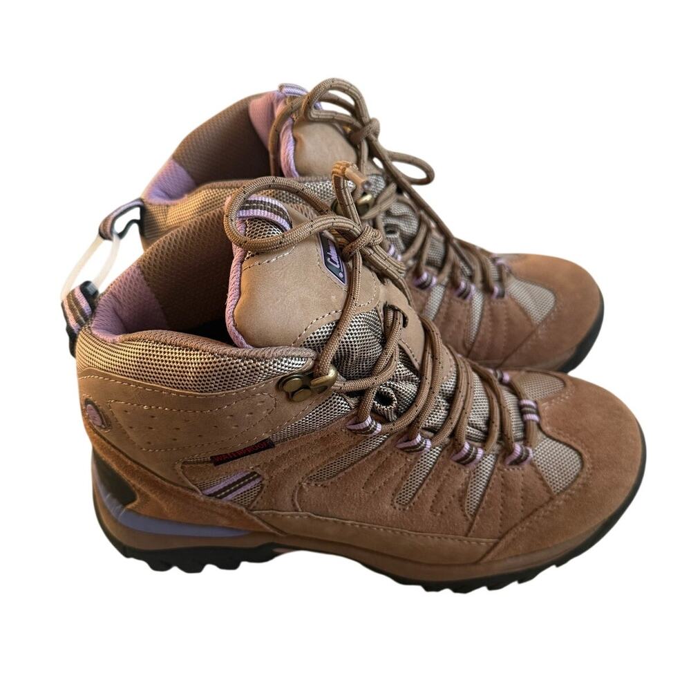 Coleman Portland Womens Leather Brown Purple Waterproof Hiking Boots Gorpcore 7
